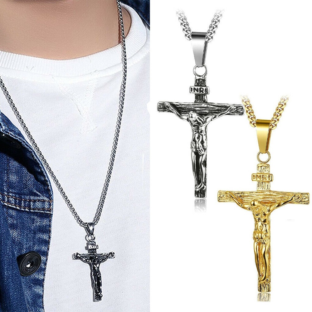 Men's Stainless Steel Crucifix Cross Jesus Pendant